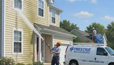 Vinyl siding pressure cleaning in Indianapolis, IN to remove dirt, mildew, and algae buildup